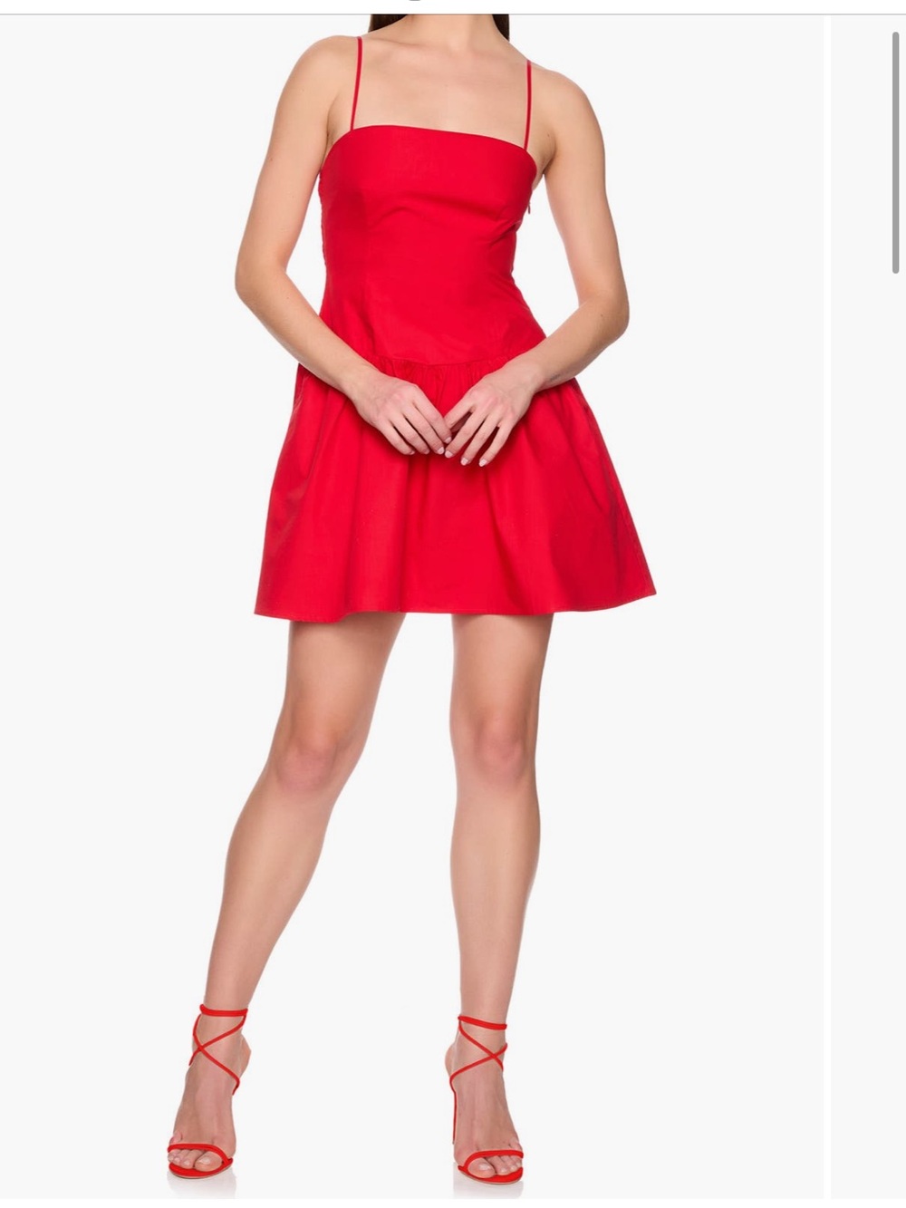 NWT 100% cotton poplin Susana Monaco Red Spaghetti-Strap Mini Dress